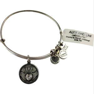 Women's Alex and Ani Claddagh Charm Bangle Bracelet NWT in Silver Finish